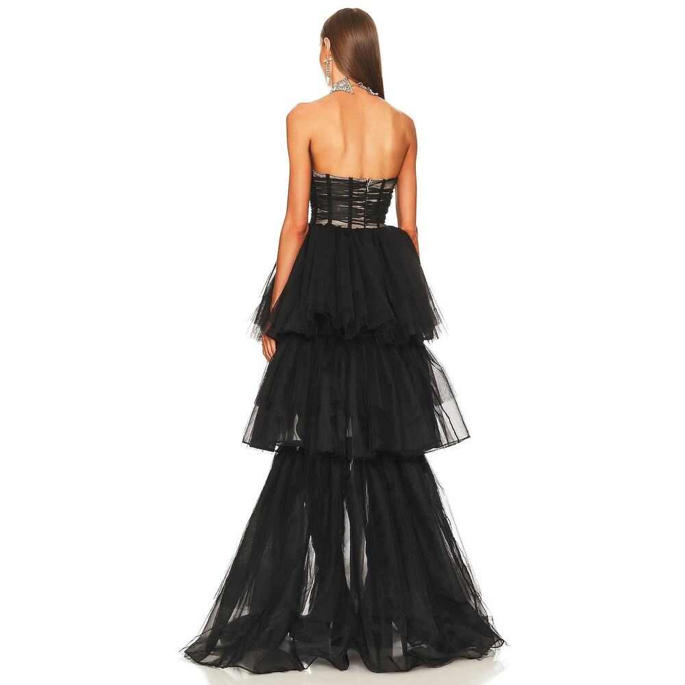 NBD Paula Corset Gown Strapless Tulle Ruffle Evening Gala Formal Party Prom XS - Picture 3 of 16